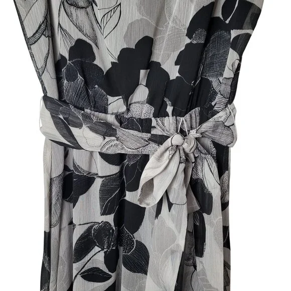 J.B.S. Womens Floral Sleeveless Tea Lenght Dress Size M Black & Gray - Picture 3 of 11